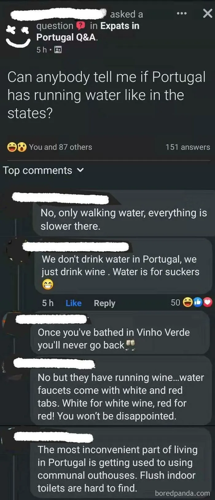 "Can Anybody Tell Me If Portugal Has Running Water Like In The States?"