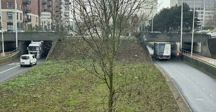 In The Netherlands, Two Trucks Got Stuck On Opposite Sides Of The Same Bridge At The Same Time