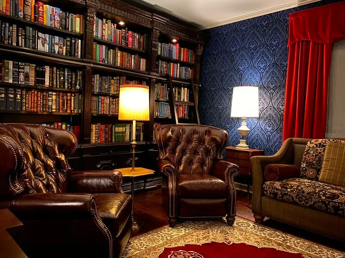 My Home Library At Night