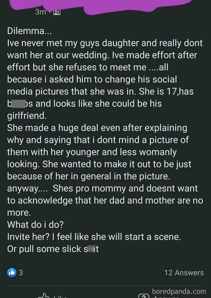Bride Insecure Of Fiance's "Womanly" Teenage Daughter... Yikes
