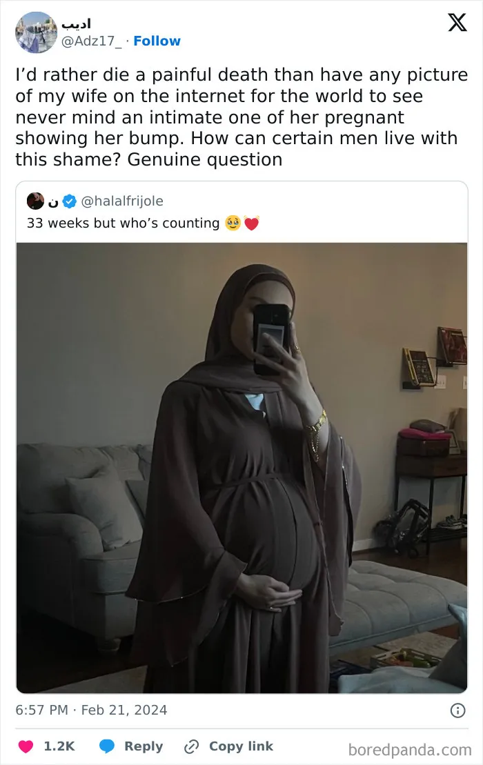Ugh How Can Other Men Allow Their Wives To Post Pregnancy Picture Where She's Fully Clothed And Not Even Showing Her Face? So Messed Up😰🤡