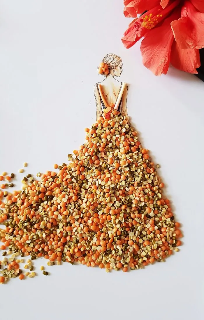 I Created Unique Dresses Using Pulses, Fruit And Vegetables (17 Pics)