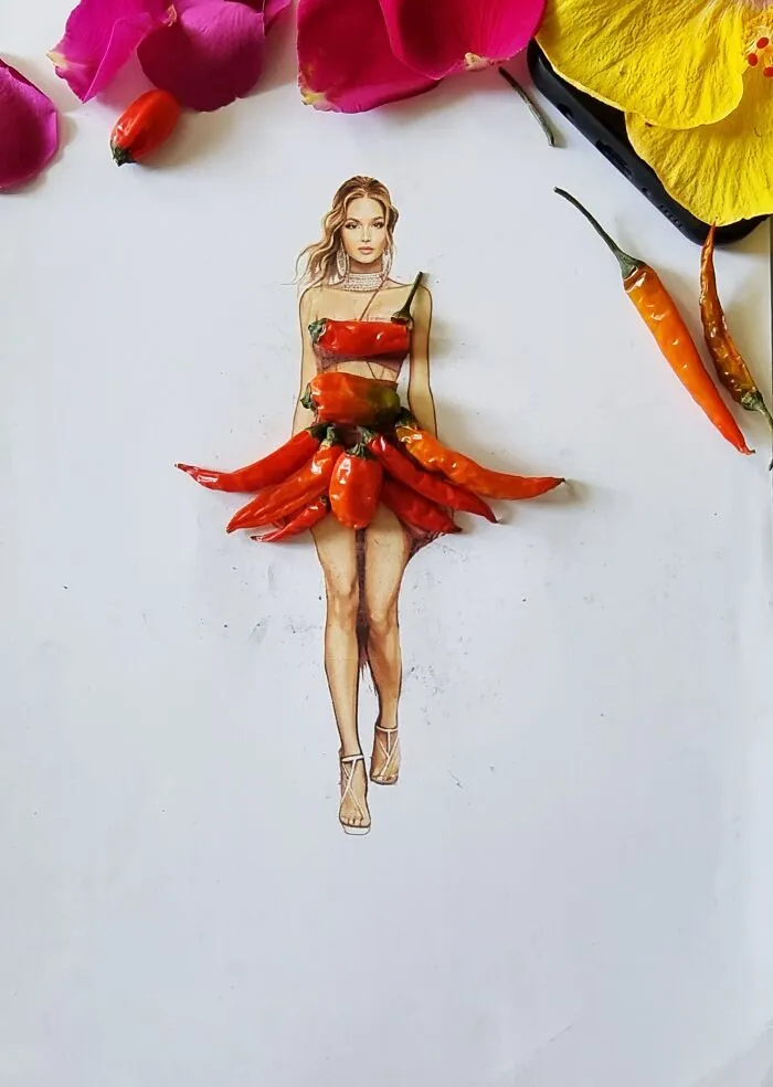 I Created Unique Dresses Using Pulses, Fruit And Vegetables (17 Pics)