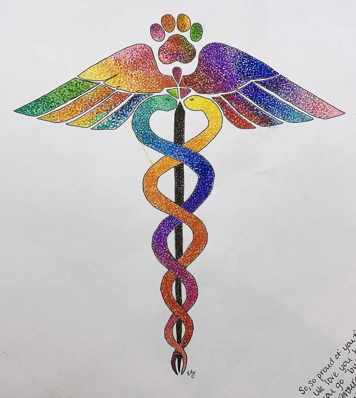 I Drew This For Our Manager Who Will Be Moving Out Of State Because She Was Accepted Into Vet School. Our Staff Will Be Signing It And Leaving Notes For Her