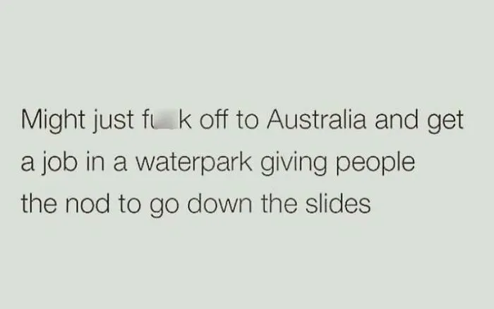 Funny work meme about quitting and working at an Australian waterpark.