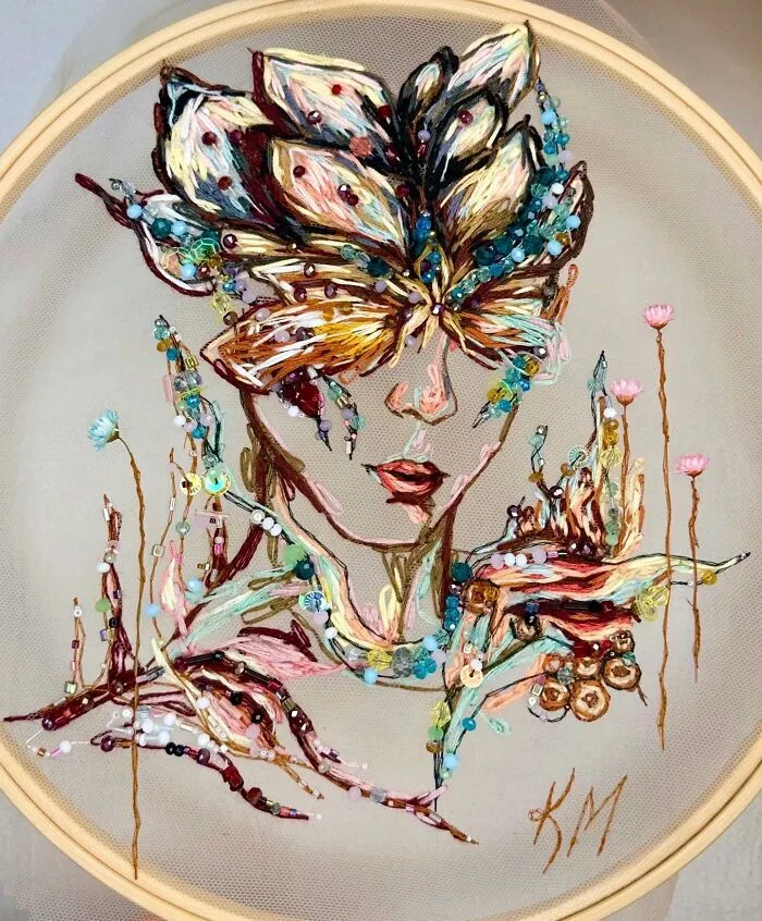 Embroidery On Tulle: 30 New Art Pieces With 3D Effect By This Artist