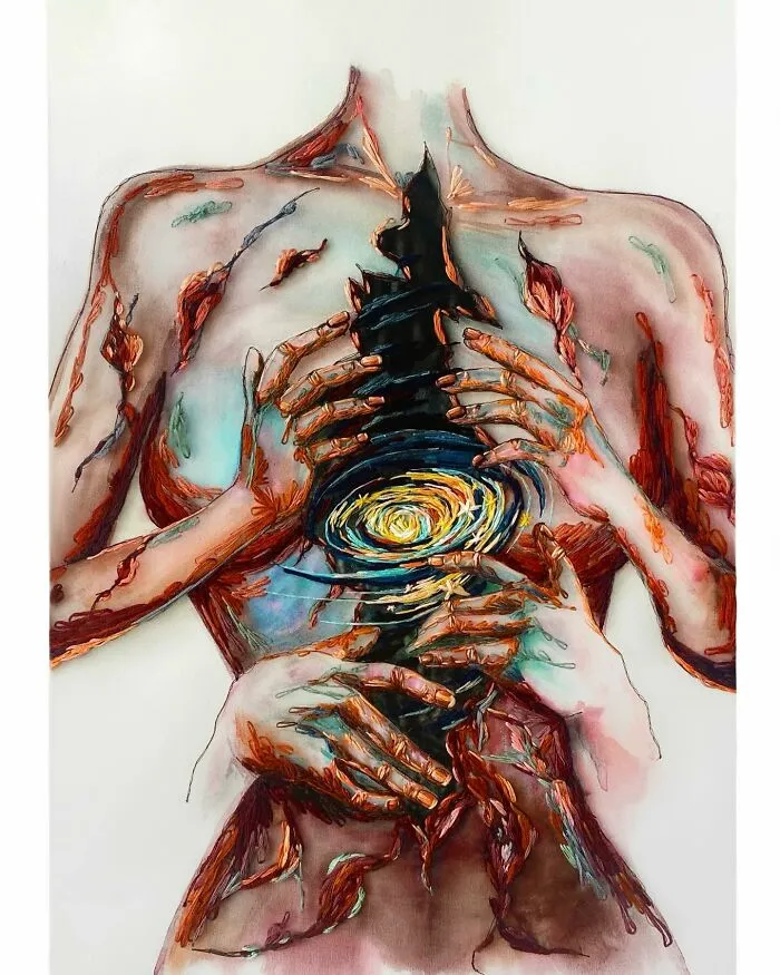 Embroidery On Tulle: 30 New Art Pieces With 3D Effect By This Artist