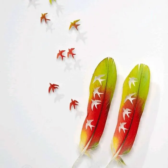 45 Delicate Artworks Made From Hard-Carving Feathers By This Artist (New Pics)