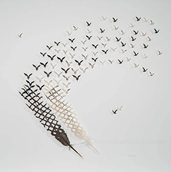 45 Delicate Artworks Made From Hard-Carving Feathers By This Artist (New Pics)
