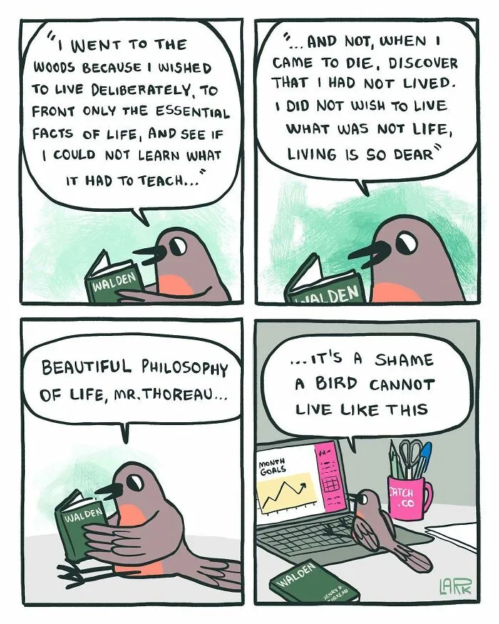 Corporate Comedy: 37 Comics About A Workplace Where Birds Work For A Cat Boss, By This Artist (New Pics)