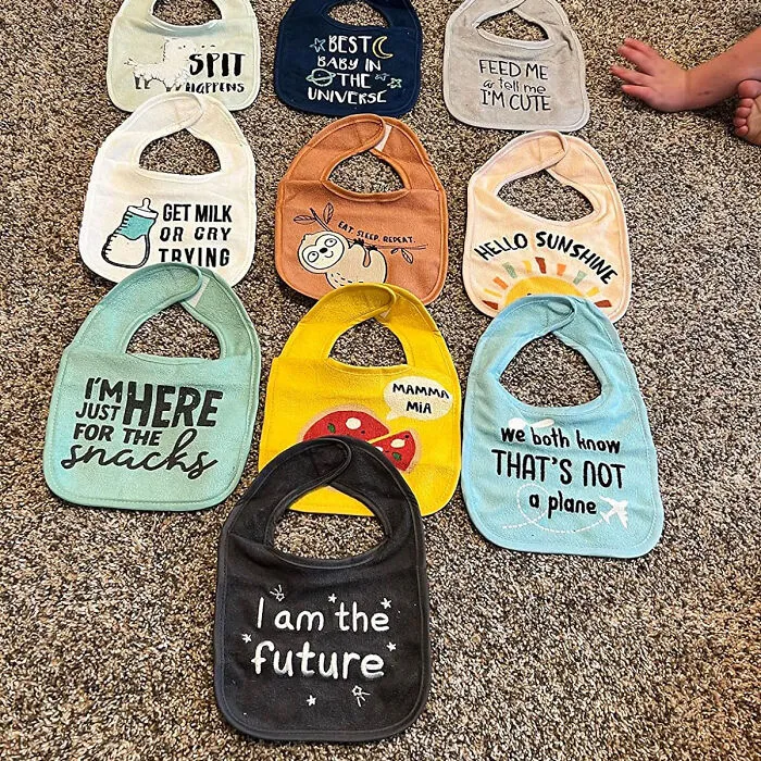 Mealtime Sunshine: <span Style="Font:inherit;color:#d74b1f;"> 10-Pack Terry Bibs</Span> For Fun Feeding And Comfortable Teething Experience!