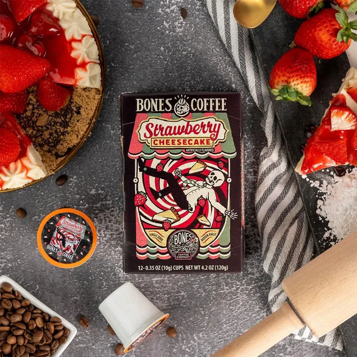 Mom's Daily Delight: <span Style="Font:inherit;color:#d74b1f;"> Bones Cups Strawberry Cheesecake Coffee</Span> For That Oomph!