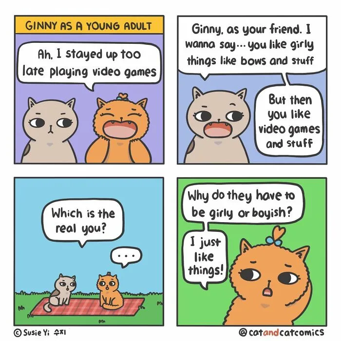 "Cat & Cat": 25 Funny And Wholesome Comics About The Secret Life Of Feline Friends (New Pics)