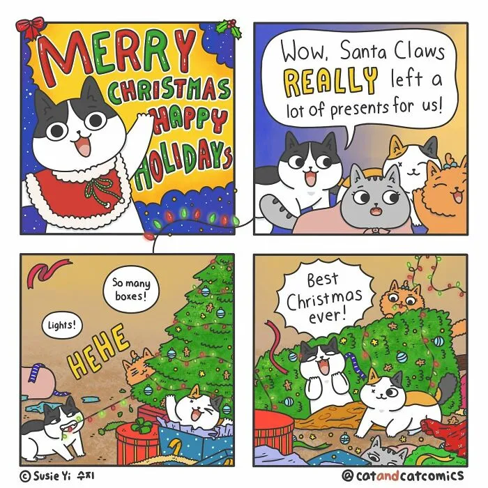 "Cat & Cat": 25 Funny And Wholesome Comics About The Secret Life Of Feline Friends (New Pics)
