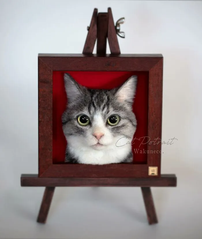 This Japanese Artist Crafts Hyper-Realistic 3D Cat Portraits From Felted Wool (22 New Pics)