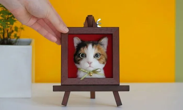 This Japanese Artist Crafts Hyper-Realistic 3D Cat Portraits From Felted Wool (22 New Pics)