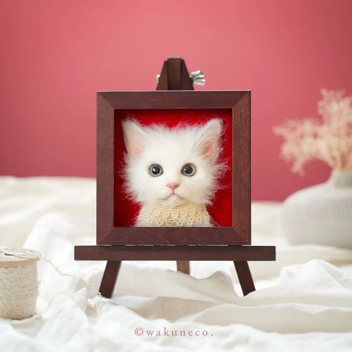 This Japanese Artist Crafts Hyper-Realistic 3D Cat Portraits From Felted Wool (22 New Pics)