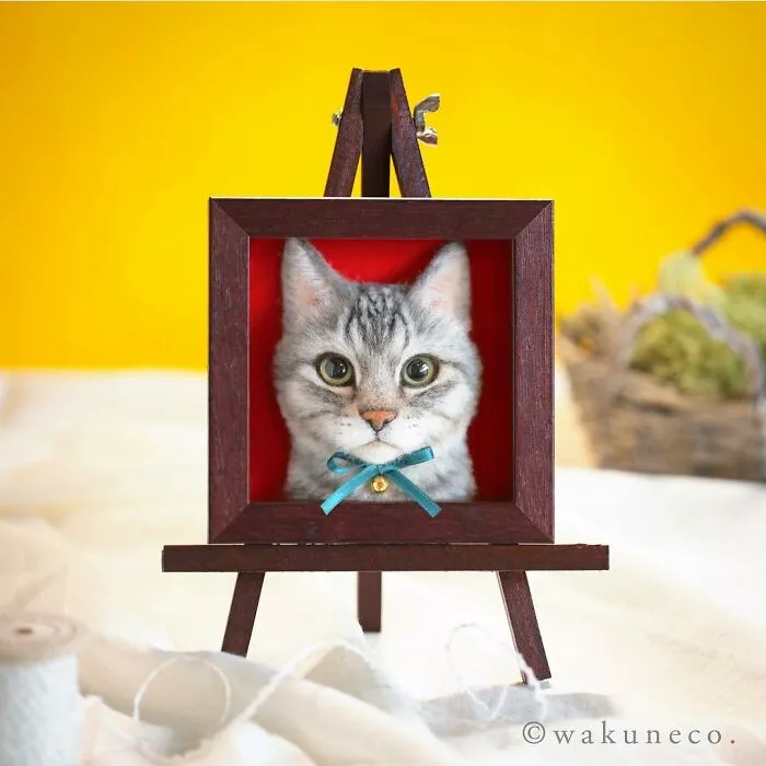 This Japanese Artist Crafts Hyper-Realistic 3D Cat Portraits From Felted Wool (22 New Pics)