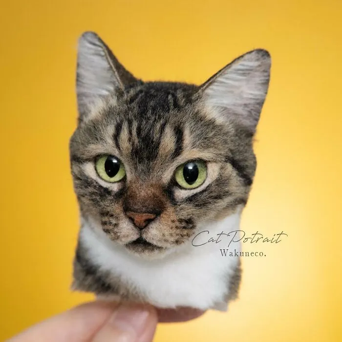 This Japanese Artist Crafts Hyper-Realistic 3D Cat Portraits From Felted Wool (22 New Pics)