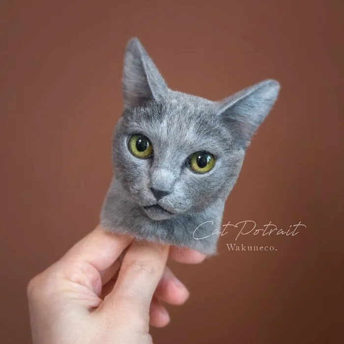 This Japanese Artist Crafts Hyper-Realistic 3D Cat Portraits From Felted Wool (22 New Pics)