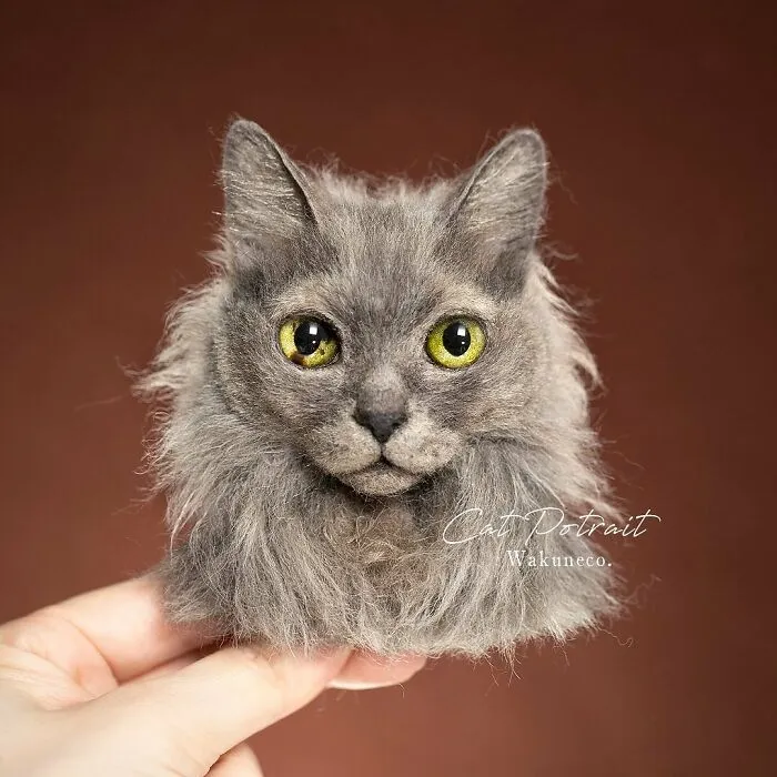 This Japanese Artist Crafts Hyper-Realistic 3D Cat Portraits From Felted Wool (22 New Pics)