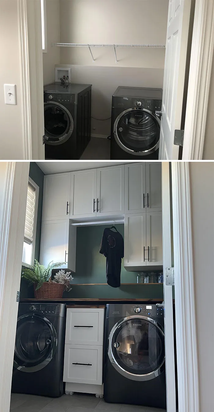 Small, But Tall Laundry Room. Before And After
