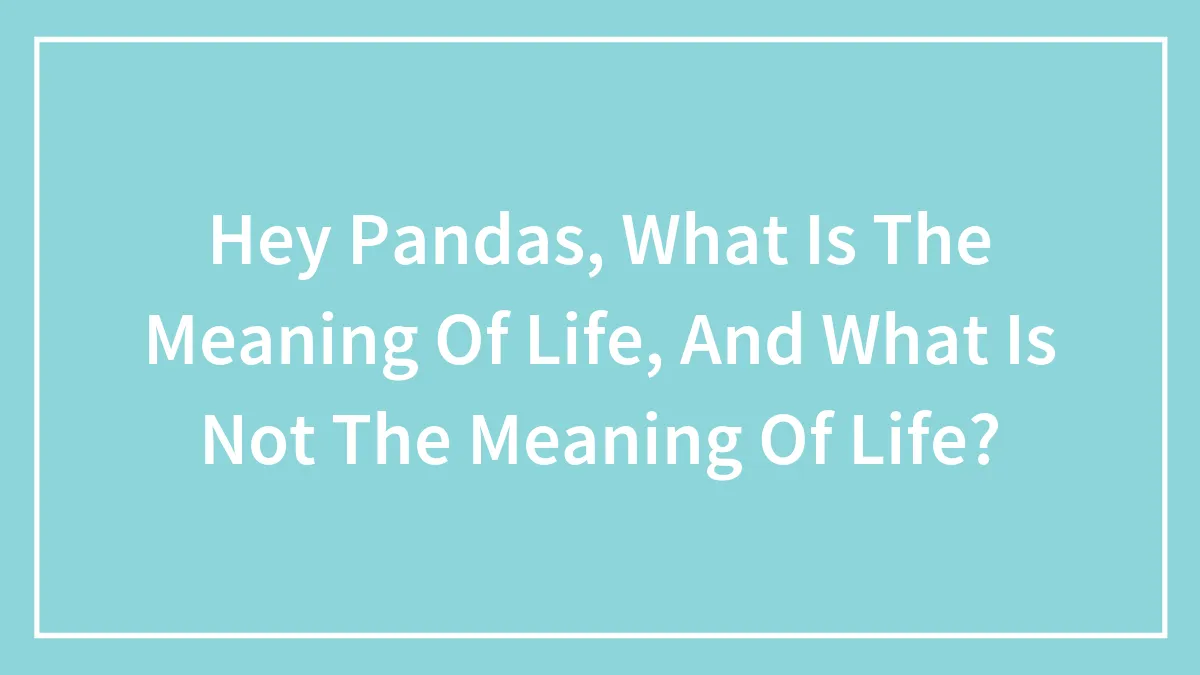 Hey Pandas, What Is The Meaning Of Life, And What Is Not The Meaning Of Life? (Closed)