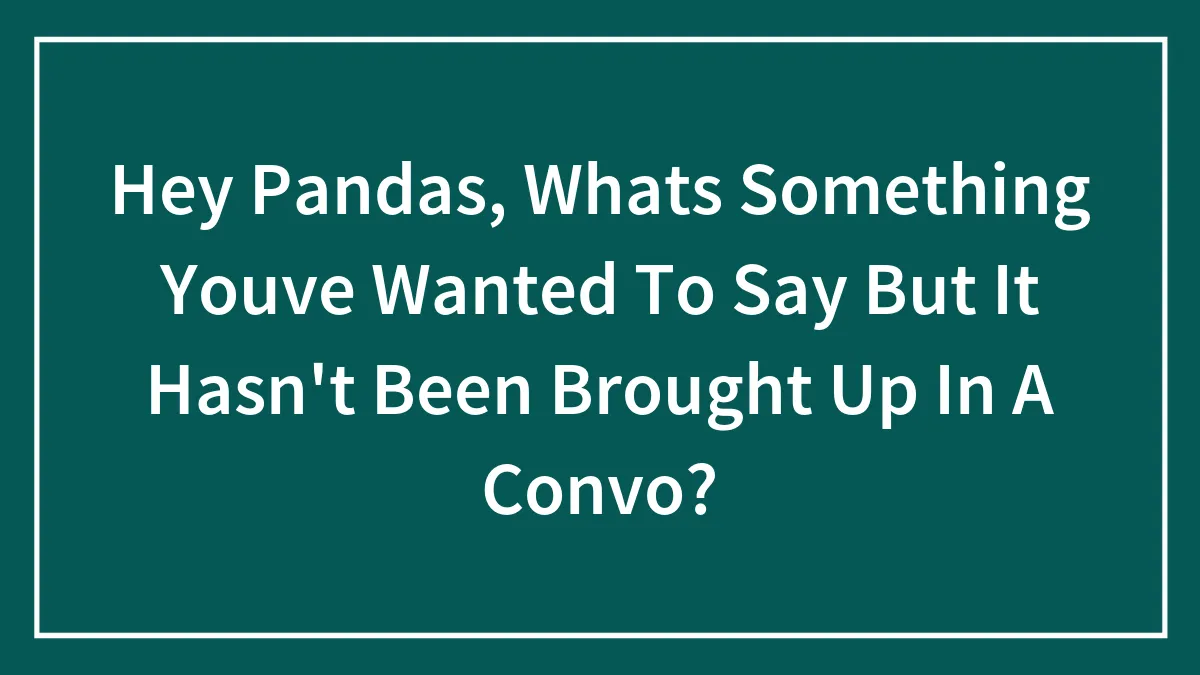 Hey Pandas, What's Something You've Wanted To Say But It Hasn't Been Brought Up In A Convo? (Closed)