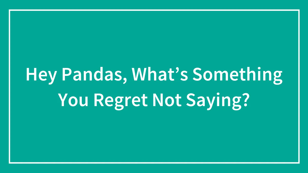 Hey Pandas, What’s Something You Regret Not Saying? (Closed)