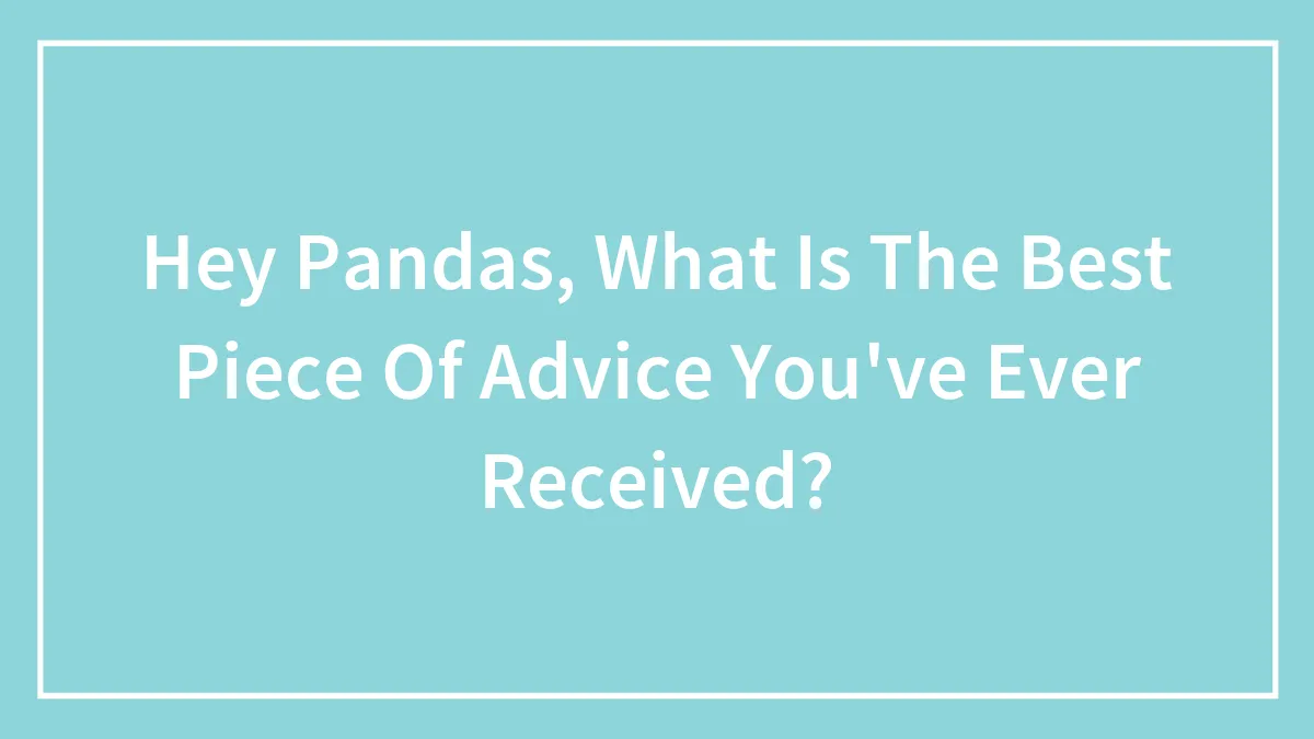 Hey Pandas, What Is The Best Piece Of Advice You've Ever Received? (Closed)