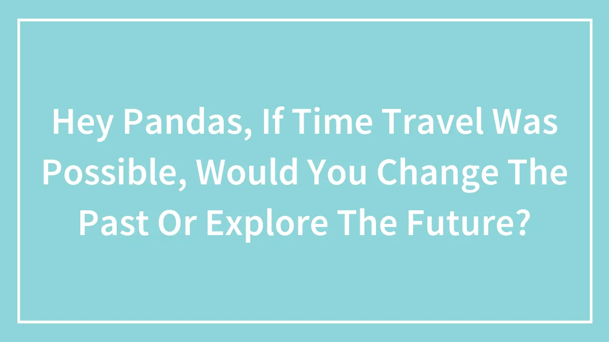 Hey Pandas, If Time Travel Was Possible, Would You Change The Past Or Explore The Future? (Closed)