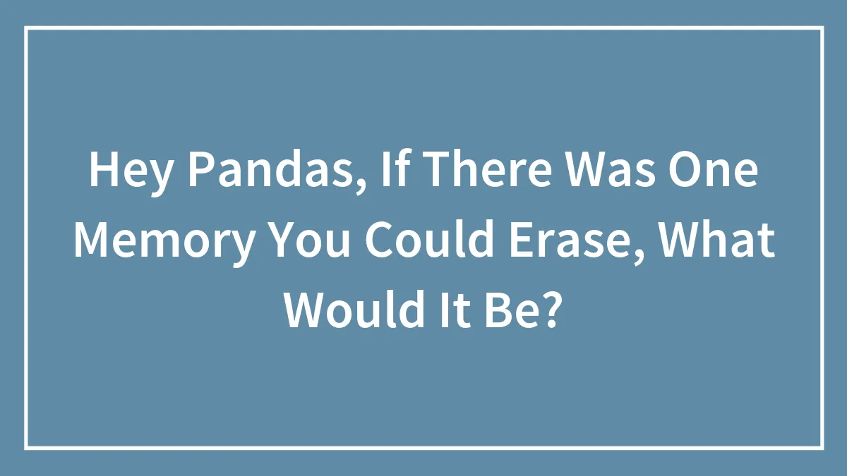 Hey Pandas, If There Was One Memory You Could Erase, What Would It Be? (Closed)