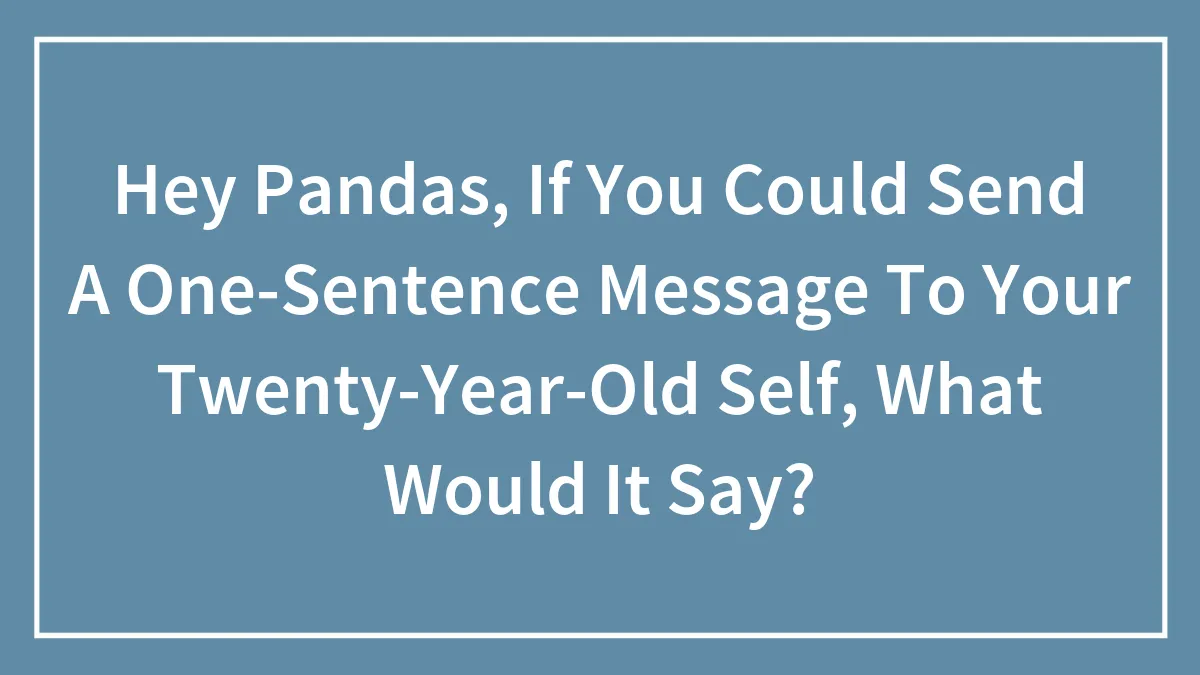 Hey Pandas, If You Could Send A One-Sentence Message To Your Twenty-Year-Old Self, What Would It Say? (Closed)