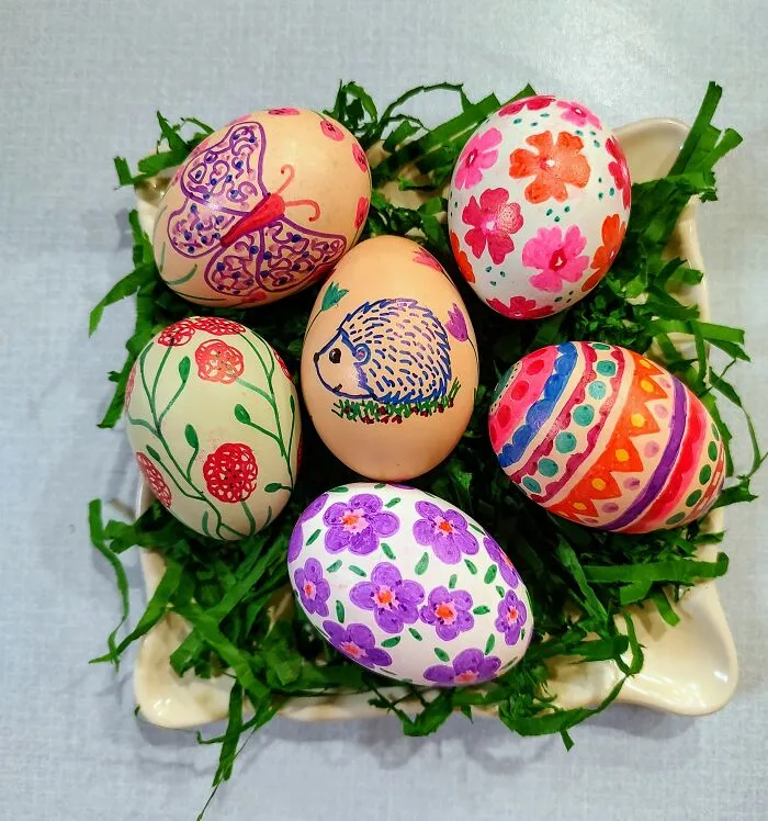 Blown Out Eggs Colored With Sharpie Markers
