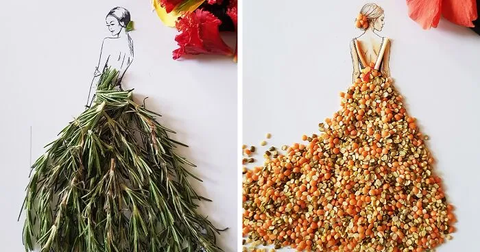 I Created Unique Dresses Using Pulses, Fruit And Vegetables (17 Pics)