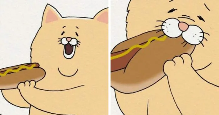 I've Made 8 Hilariously Chubby Cat Comics About Food Fails That Are Way Too Relatable