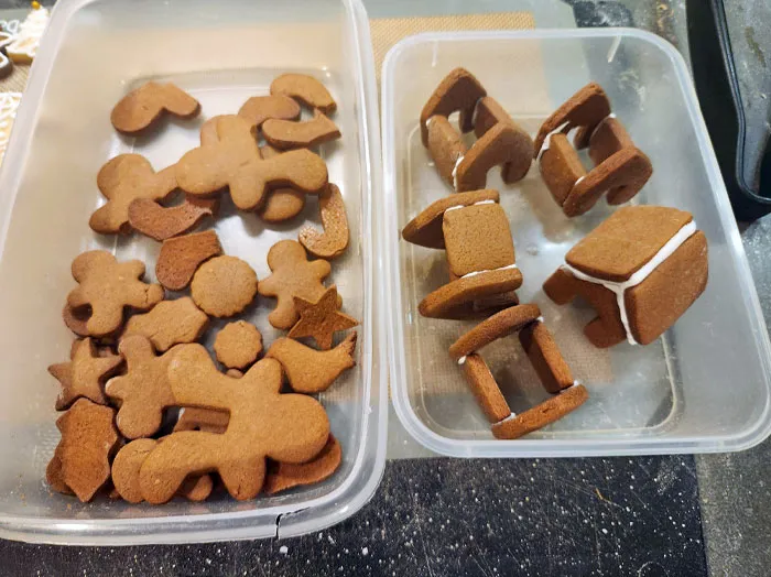 My Husband Ate The "Roof" Parts Of My Mini Gingerbread Houses While I Was Waiting For The Rest Of The Parts To Set 