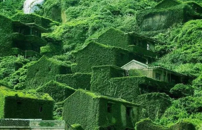 Pueblo chino abandonado reclamado por la naturaleza