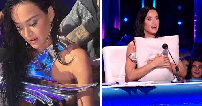 "Ratings, Here We Come": Katy Perry Holds Pillow And Hides Under Desk During Wardrobe Malfunction On Live Show