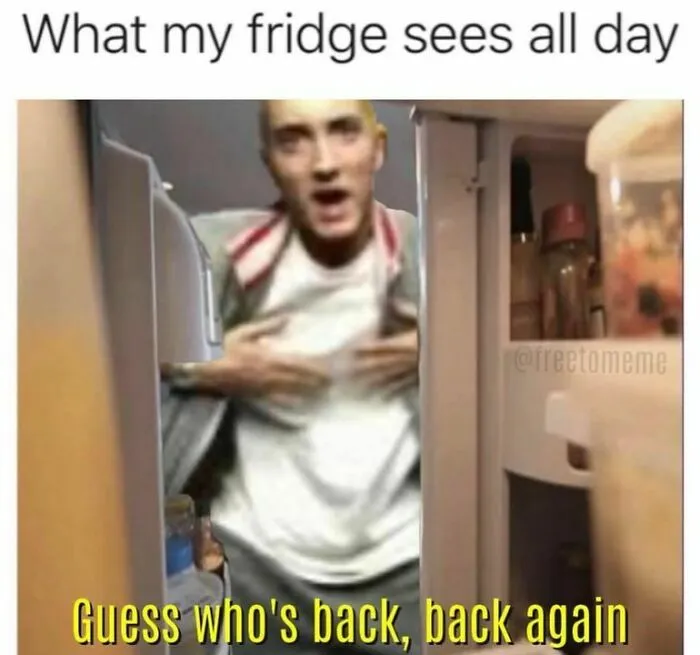A meme from a dedicated Facebook gym page featuring a humorous fridge joke.