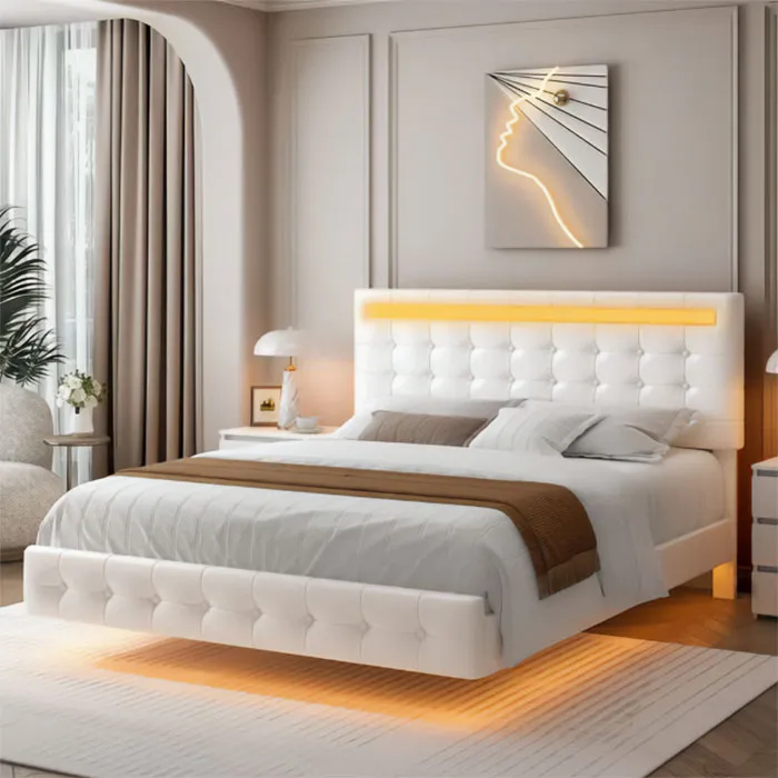 Elevate Your Sleep Experience With The Regal Queen <span Style="Font:inherit;color:#d74b1f;"> Floating Bed With Lights</Span>
