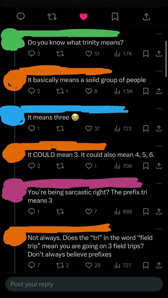 The Holy Trinity Of Trying To Teach Someone What Prefixes Are