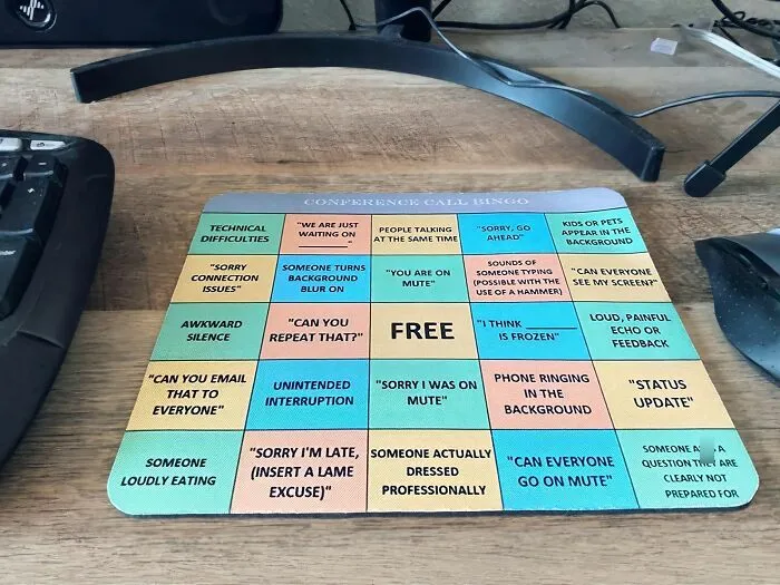 Conference Call Bingo <span Style="Font:inherit;color:#d74b1f;"> Mouse Pad</Span> – It's The Perfect Way To Add Some Fun To Your Workday While Staying Productive