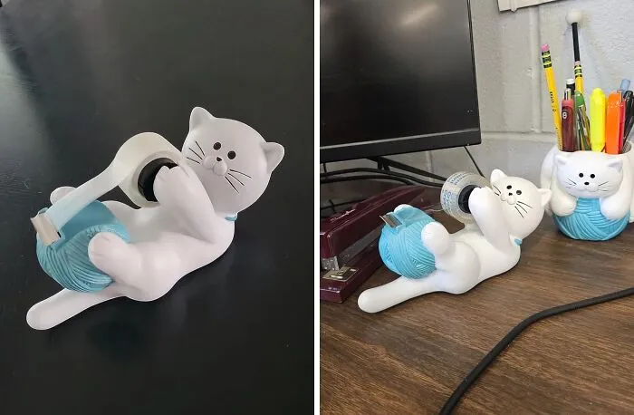 This <span Style="Font:inherit;color:#d74b1f;"> Cat Tape Dispenser</Span> Is The Purr-Fect Desk Pal
