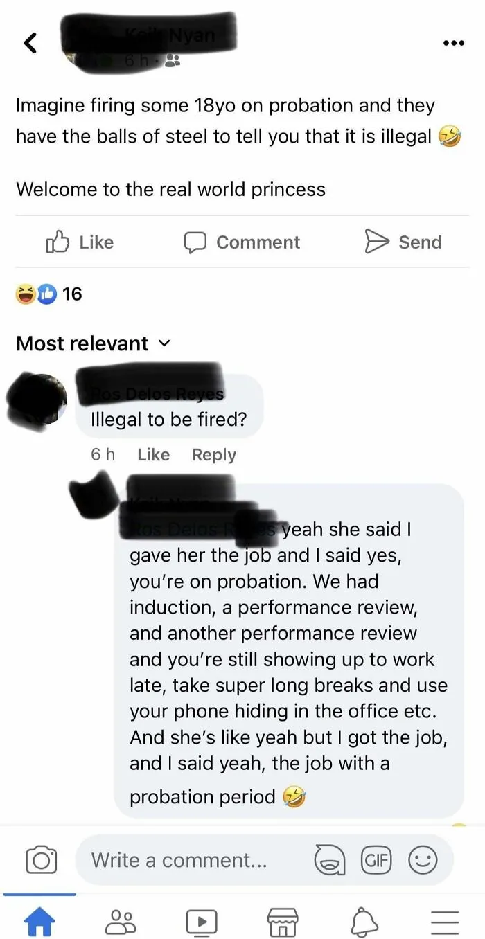 She Thinks She Can’t Fired