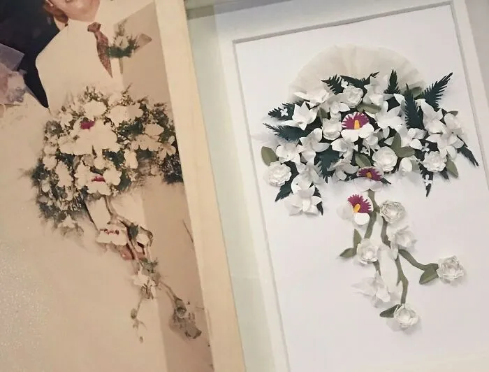 I Made My Mom A Paper Cut Version Of Her Wedding Bouquet For Mother's Day