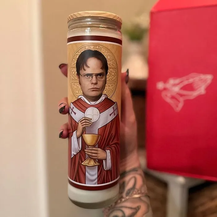 If You Too Belong To The Church Of The Office, This <span Style="Font:inherit;color:#d74b1f;"> Dwight Schrute Prayer Candle</Span> Is Right Up Your Abbey