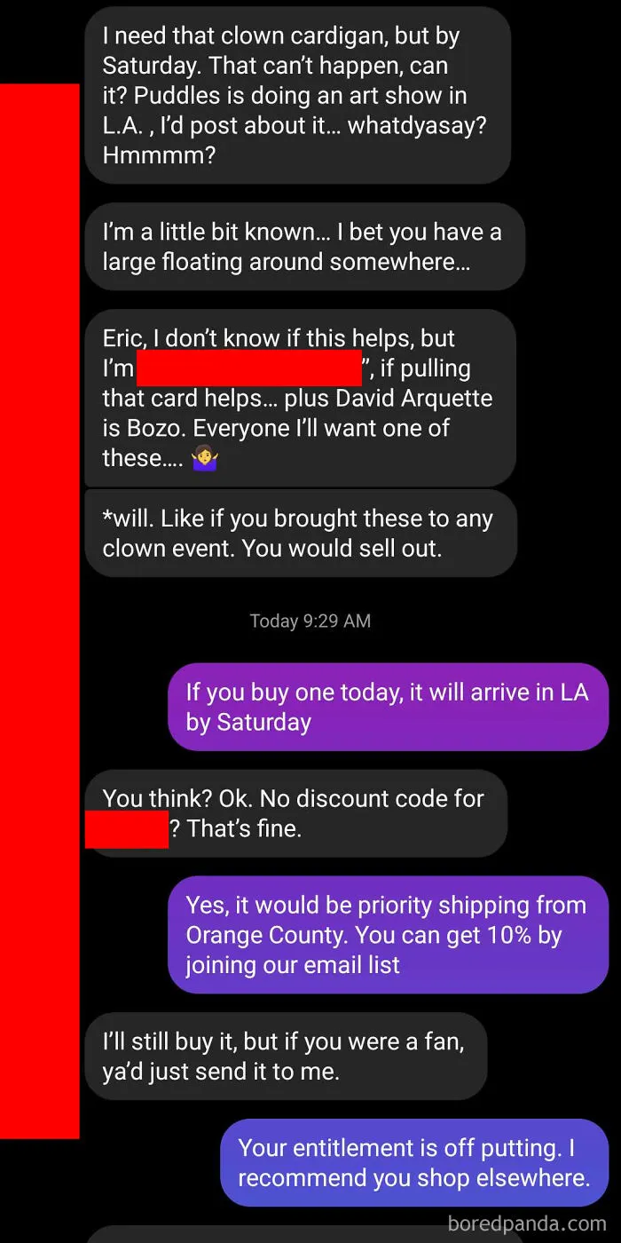 I Make Funky Clothes That Celebrities Enjoy. Every Week Or So I'll Get A Dm From A Celebrity Like This
