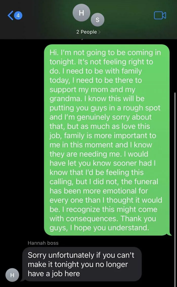 I Got Fired For Not Going To Work The Day Of My Grandpa's Funeral