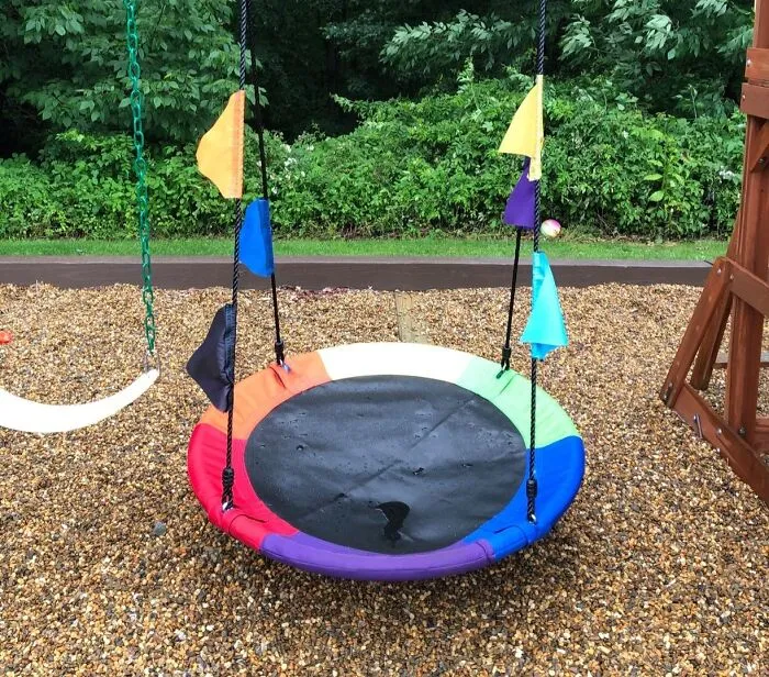  Even The Humble Backyard Swing Gets The Gen Alpha Treatment With This Funky <span Style="Font:inherit;color:#d74b1f;"> Saucer Swing For Kids </Span>